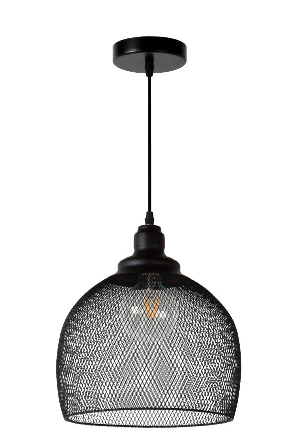 Lucide MESH - Hanglamp - Ø 28 cm - 1xE27 - Zwart - uitgezet